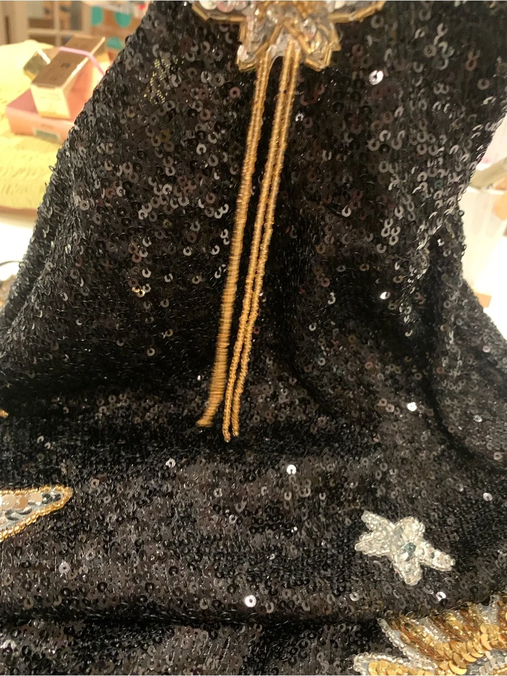 EastnWest Sequin Star Mini Dress Celestial Moon Black Size S - Picture 10 of 10